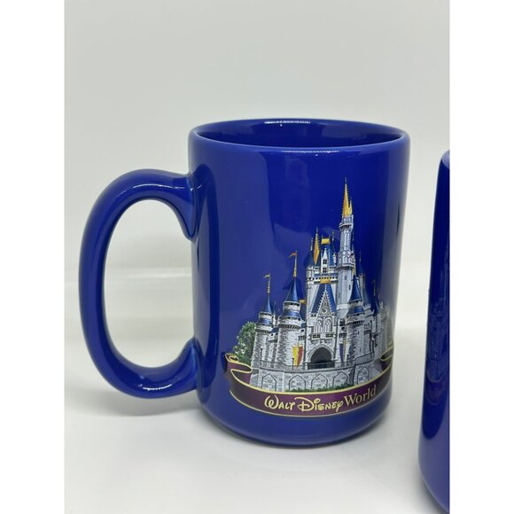 Walt Disney World Souvenir Mug Deep Blue - Magic Kingdom Relief 4.75"| Set of 2 - Picture 4 of 9